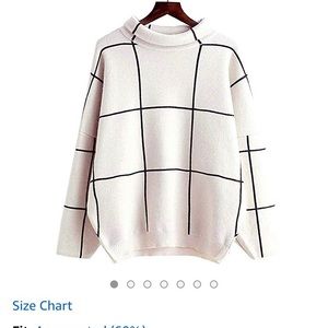 Grid pattern turtleneck pullover